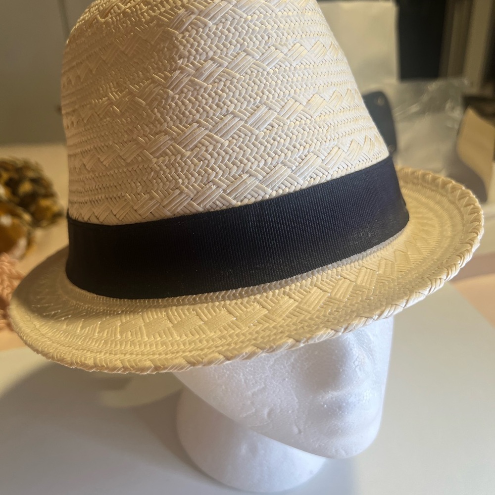 Classic Italian Cream -White Fedora Hat with Black Band
